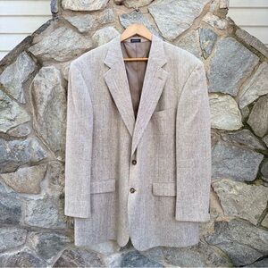 Oscar de la Renta Silk Woven Neutral Tan Blazer